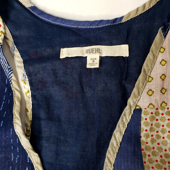 Ruehl Open Patchwork Print Boho Farm Cabin Hippie Cotton Girl's Vest Small - Picture 3 of 14